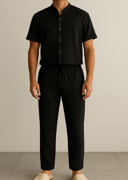 Men’s Summer White Striped Two-Piece Set