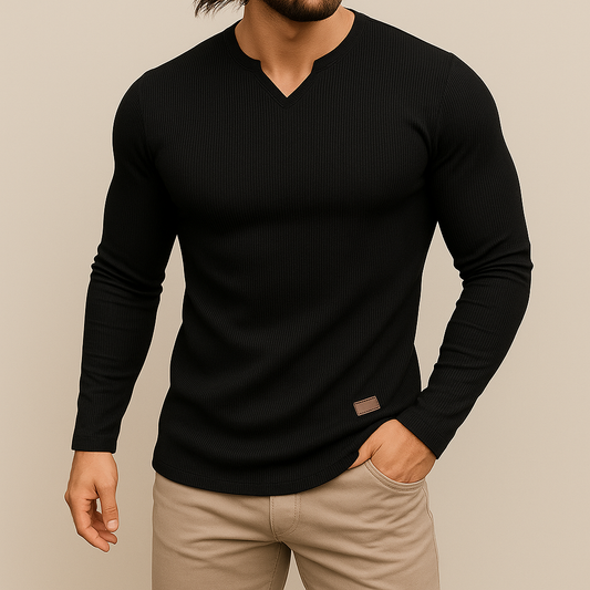 Men's Slim Fit V-Neck Sports Shirt