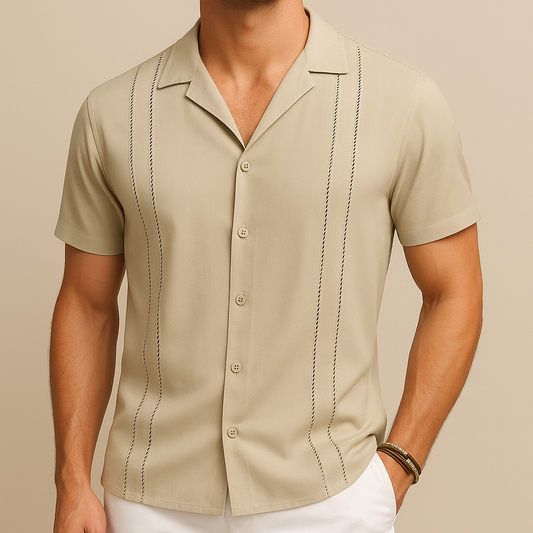 Khaki Cuban Style Summer Shirt