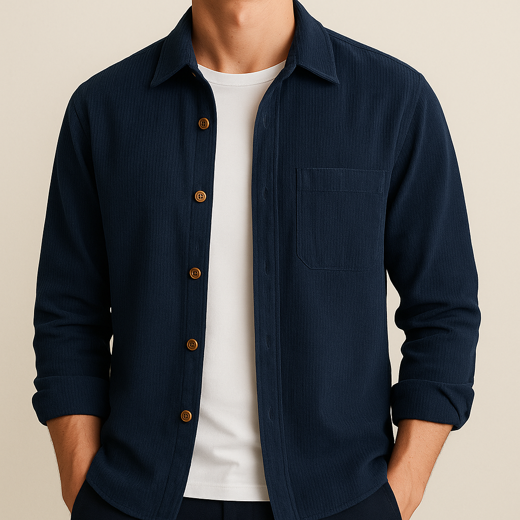 Men's Textured Corduroy Long Sleeve Shirt