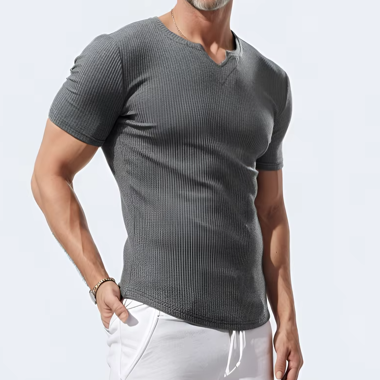 Men's Slim Fit V-Neck Sports T-Shirt